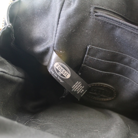 Fossil Black Leather Satchel with Gold Accents - Picture 9 of 11